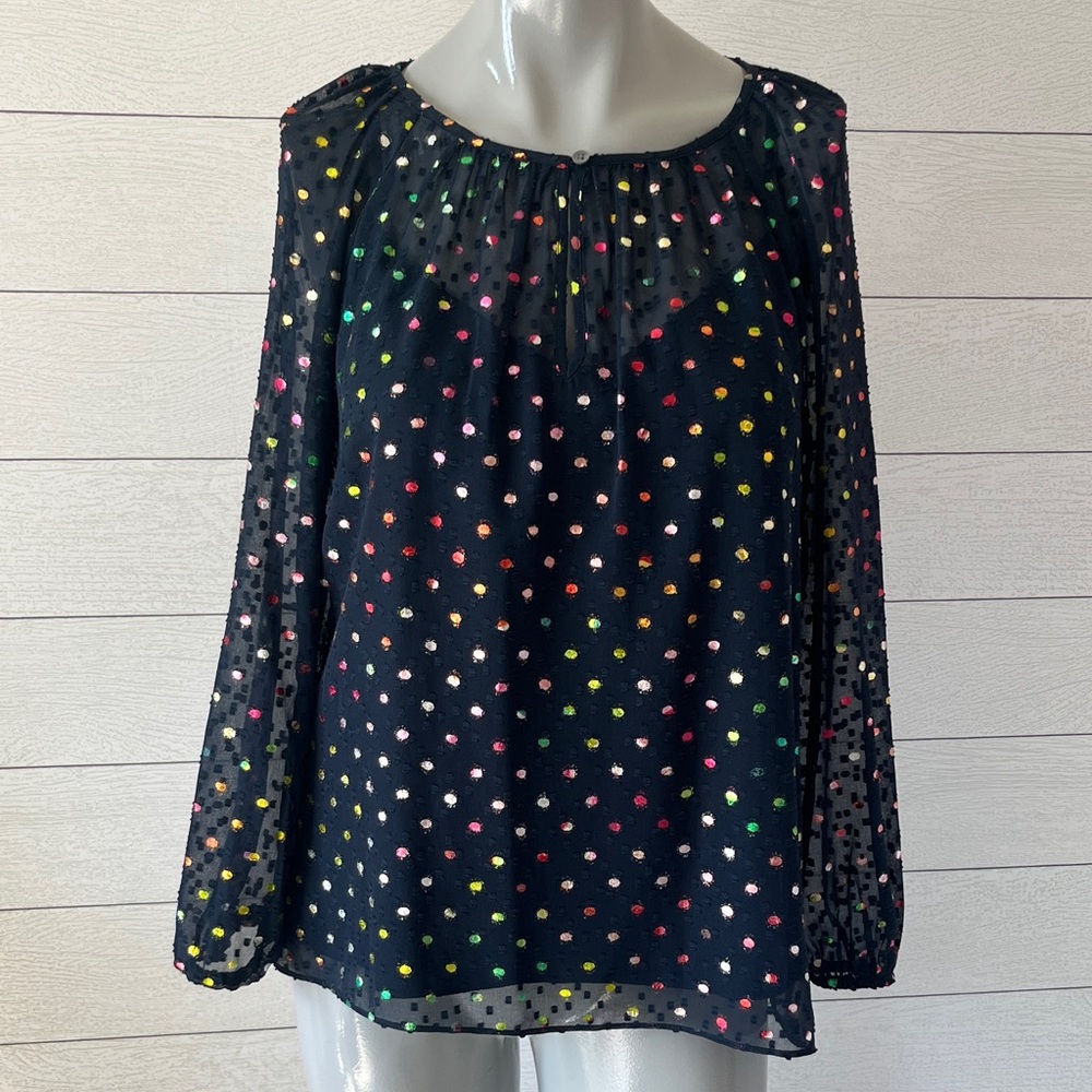 J. Crew Rainbow dot blouse S